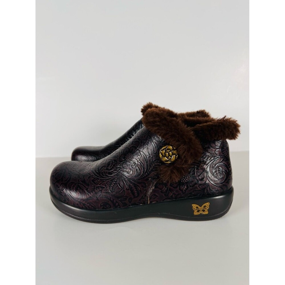 Alegria Meri Molasses Tooled Leather Ankle Boots Size 8